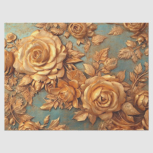 faux gouden rozen stoffig groen blauw Barok Tissuepapier