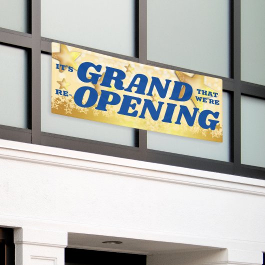 Faux gouden sterren grote heropening welkom terug spandoek (Buitenkant Gebouw)