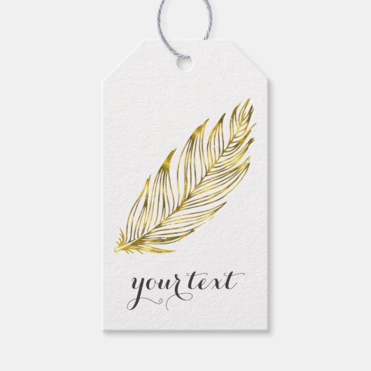 Faux gouden veren cadeau Labels Cadeaulabel (Voorkant)