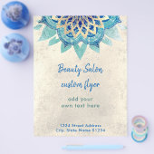 FAUX goudfolie blauwe lotus logo Flyer (Enkel)