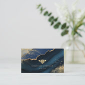 faux goudfolie op agate achtergrond visitekaartje (Staand voorkant)