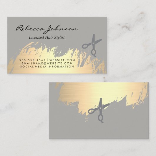 Faux goudpenselen met zoutoplossing visitekaartje (Voorkant / Achterkant)