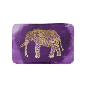 faux goudstamolifant paarse borstelslag badmat