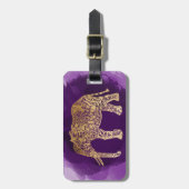 faux goudstamolifant paarse borstelslag bagagelabel (Voorkant verticaal)