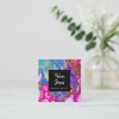 FAUX goudstof op waterverf Vierkante Visitekaartje (Staand voorkant)