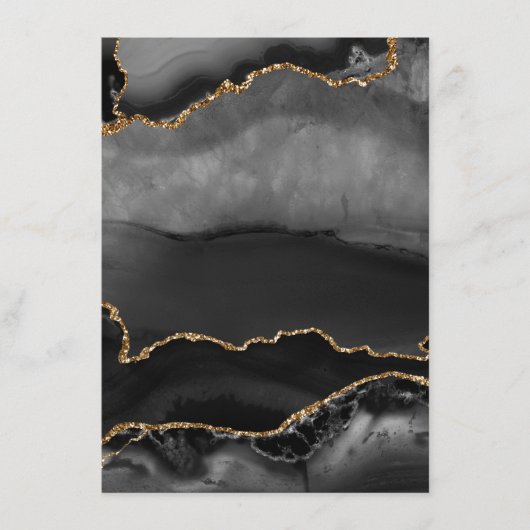 Faux Gray Marged Agate Golden Glitter Black Stone Menu (Voorkant)