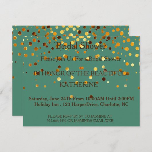 Faux Green Glittering Fab Confetti Sparkles Stippe Kaart (Voorkant / Achterkant)