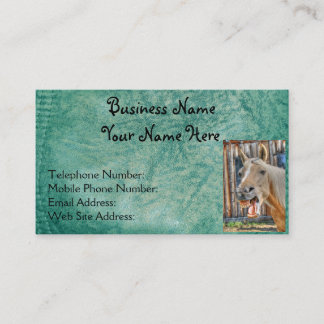 Faux Green Leather & Happy Horse Design 2 Visitekaartje