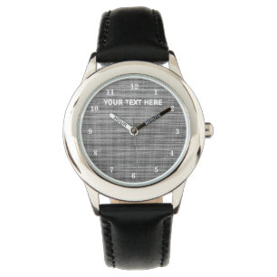 Faux Grey Fabric Custom Text Watch Cadeau Horloge