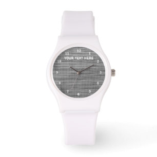Faux Grey Fabric Jouw tekst Personalized Watch Gif Horloge