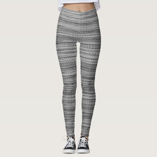 Faux Grey Fabric Leggings met aangepaste tekst (Voorkant)