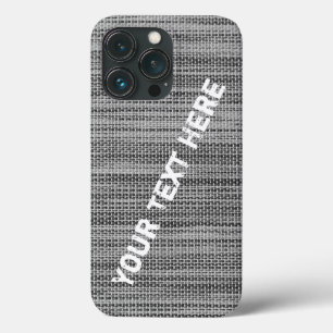 Faux Grey Fabric - Naam Jouw tekst iPhone 13 Pro Hoesje