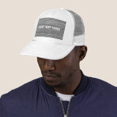 Faux Grey Fabric Trucker Hat Custom Text Trucker Pet (In situ)