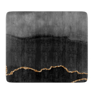 Faux grijs gemarmerd agate Golden Glitter Black St Snijplank