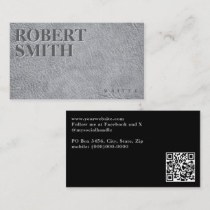 Faux Grijs Leer met Embossed Text Visitekaartje