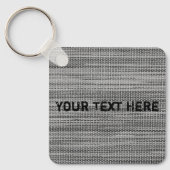 Faux grijze stof Sleutelhanger met aangepaste teks (Voorkant)