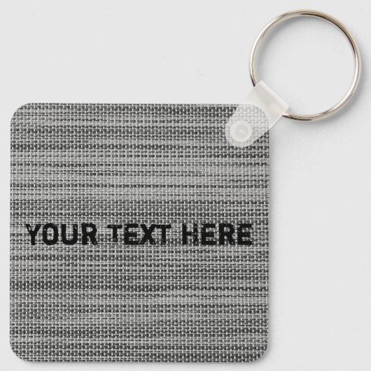 Faux grijze stof Sleutelhanger met aangepaste teks (Achterkant)
