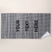 Faux grijze stof strandlaken met aangepaste tekst (Voorkant)