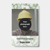 Faux Groen Goud Marmer ID Badge (Voorzijde)