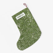 Faux groene glitter-textuur met aangepaste naam kleine kerstsok (Achterkant (Hangend))