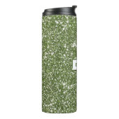 Faux groene glitter-textuur met aangepaste naam thermosbeker (Gedraaid links)