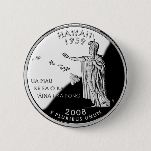 Faux Hawaii State Quarter Ronde Button 5,7 Cm (Voorkant)