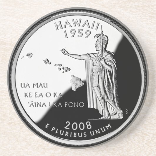 Faux Hawaii State Quarter Zandsteen Onderzetter (Voorkant)