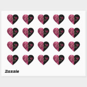 Faux Heet Roze Glitter en Zwart Hart Sticker (Vel)