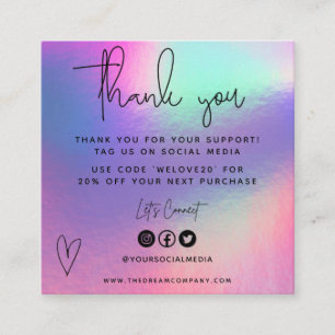 Faux Holo Media Insert Merci Mini Carte de visite