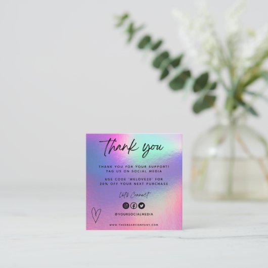 Faux Holo Media Insert Merci Mini Carte de visite (Debout devant)