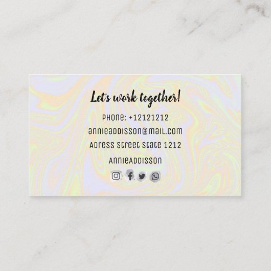 Faux holografisch effect textuur geel visitekaartje (Achterkant)