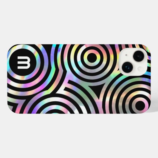 faux holografische abstracte cirkels iPhone 14 plu iPhone Hoesje (Achterkant horizontaal)