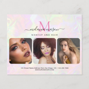 Faux holografische make-up artist & foto iriserend flyer