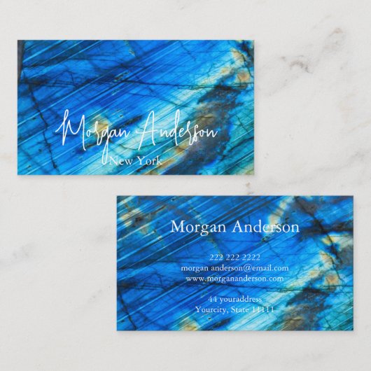 Faux holografische opaal steen gepersonaliseerd visitekaartje (Voorkant / Achterkant)