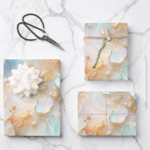 Faux Holografische Opal Moonstone Gouden Vlinder Inpakpapier Vel