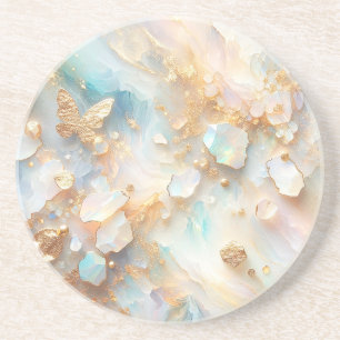 Faux Holografische Opal Moonstone Gouden Vlinder Zandsteen Onderzetter