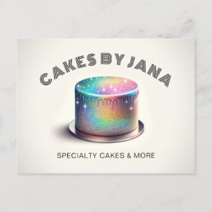 Faux Holografische Regenboog Glitter Cake Bakkerij Briefkaart