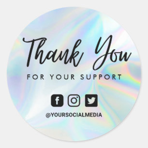 Faux Holographic Bedankt Social Media Ronde Sticker