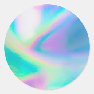 Faux Holographic Custom Trendy Classic Round Stick Ronde Sticker