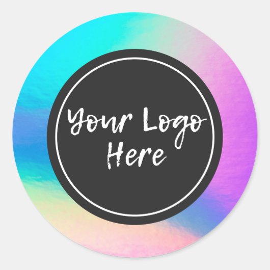 Faux Holographic Custom Trendy Classic Round Stick Ronde Sticker (Voorkant)