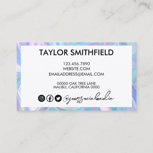 Faux Holographic Custom Visitekaartje (Achterkant)