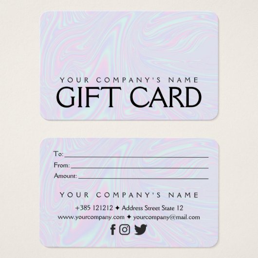 Faux holographic effect texture blue Gift Card (Devant & derrière)