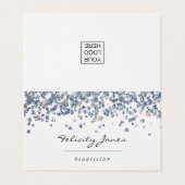 Faux Holographic Heart Glitter Visitekaartjes (Buitenkant ongevouwen)