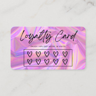 Faux Holographic Hearts Custom Loyalty Kaart Visitekaartje