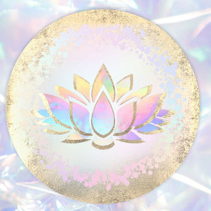 faux holographic lotus logo ronde sticker