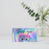 Faux Holographic Merci Carte de visite tendance (Debout devant)