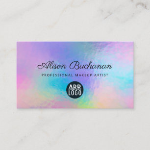 Faux Holographic Script Modern Makeup Artist Visitekaartje