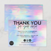 Faux Holographique Carte de remerciements Média In (Devant / Derrière)