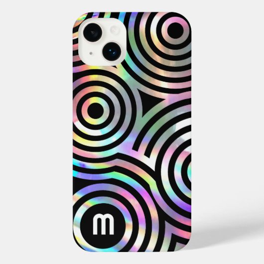 faux holographique cercles abstraits iPhone 14 plu (Verso)