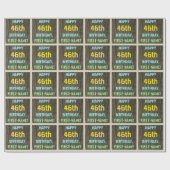 Faux Hood, Tekstverf, 46th Birthday + Naam Cadeaupapier (Vlak)